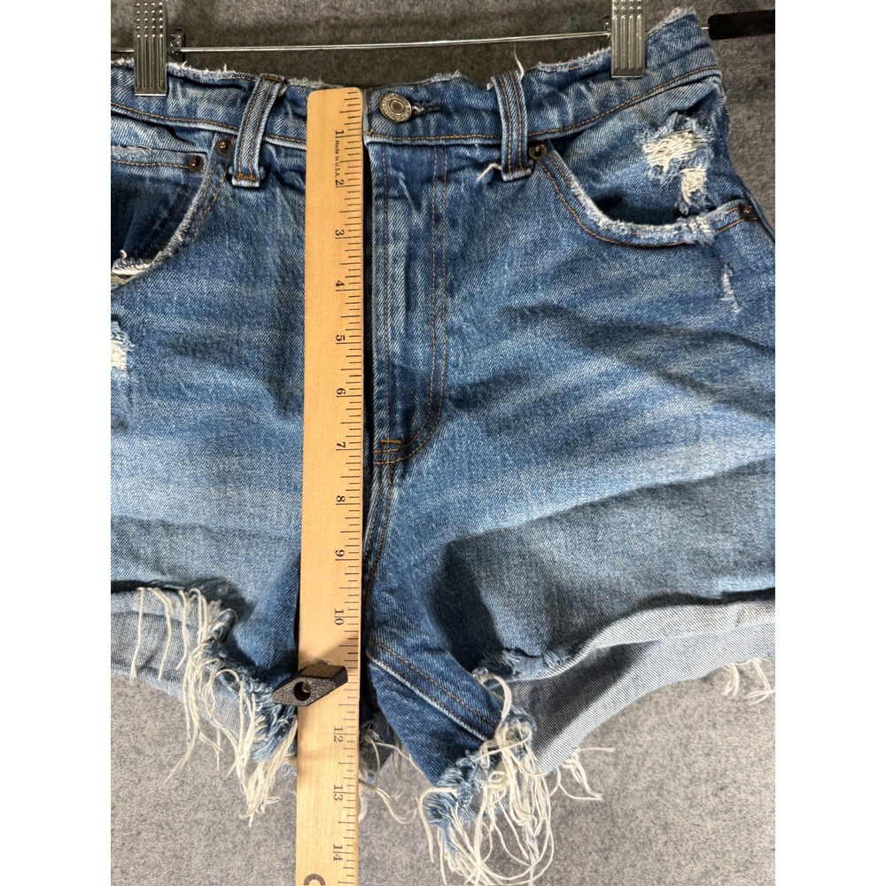 Abercrombie Fitch Shorts 4 Medium Wash Denim Distressed Curve Love Mom Shorts - Picture 4 of 8